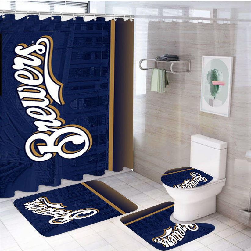 Milwaukee Brewers City 4Pcs Bathroom Set Shower Curtain