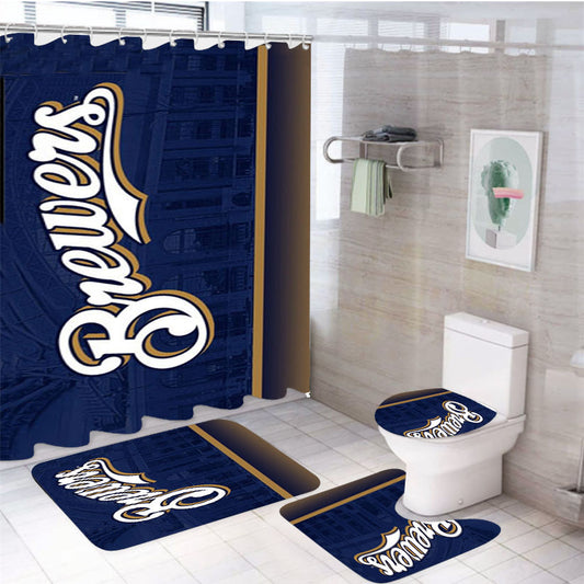 Milwaukee Brewers City 4Pcs Bathroom Set Shower Curtain