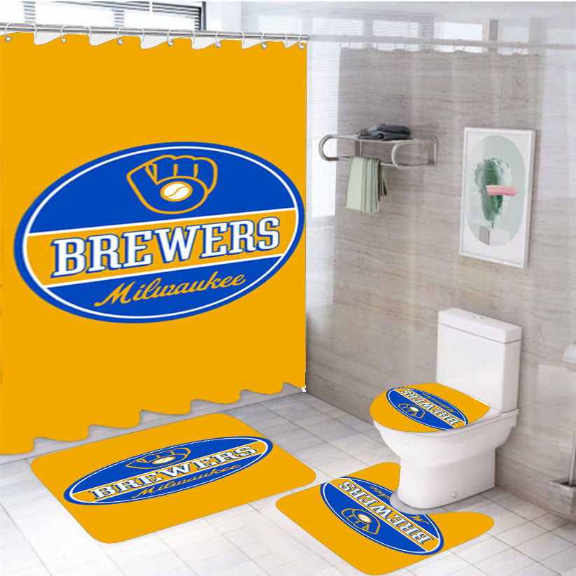 Milwaukee Brewers Icon 4Pcs Bathroom Set Shower Curtain