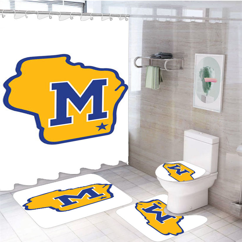 Milwaukee Brewers New 4Pcs Bathroom Set Shower Curtain