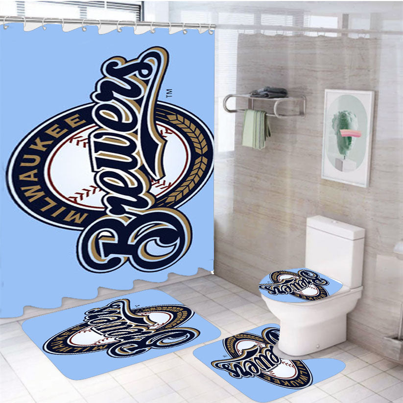 Milwaukee Brewers Symbol 4Pcs Bathroom Set Shower Curtain