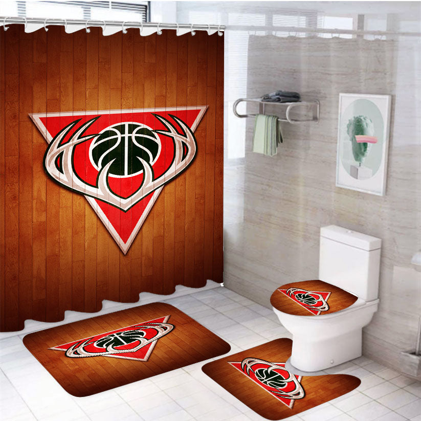 Milwaukee Bucks Hardwood 2 4Pcs Bathroom Set Shower Curtain