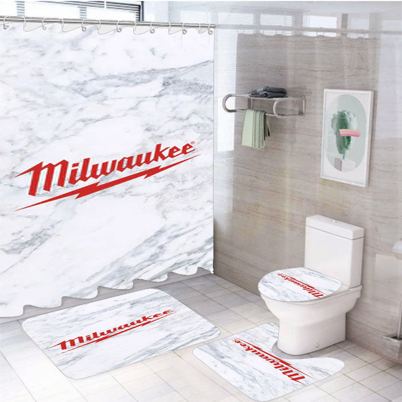 Milwaukee Tools Logo 4Pcs Bathroom Set Shower Curtain