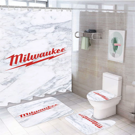 Milwaukee Tools Logo 4Pcs Bathroom Set Shower Curtain