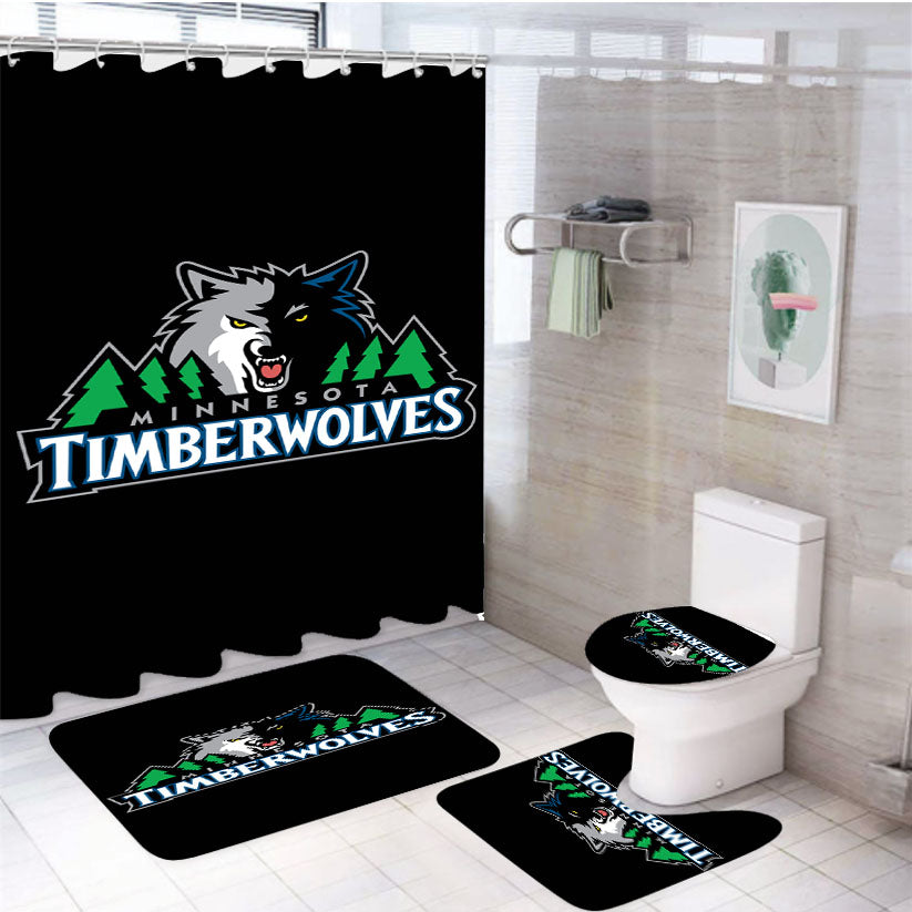 Minnesota Timberwolves 4Pcs Bathroom Set Shower Curtain