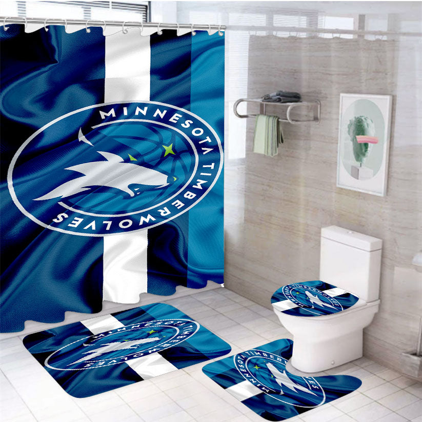 Minnesota Timberwolves Art 4Pcs Bathroom Set Shower Curtain