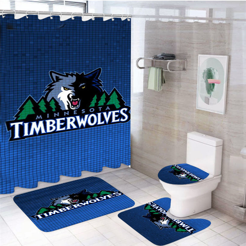 Minnesota Timberwolves Basketball 4Pcs Bathroom Set Shower Curtain