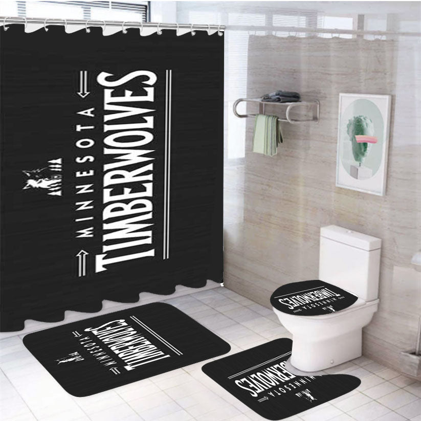 Minnesota Timberwolves Logo 4Pcs Bathroom Set Shower Curtain