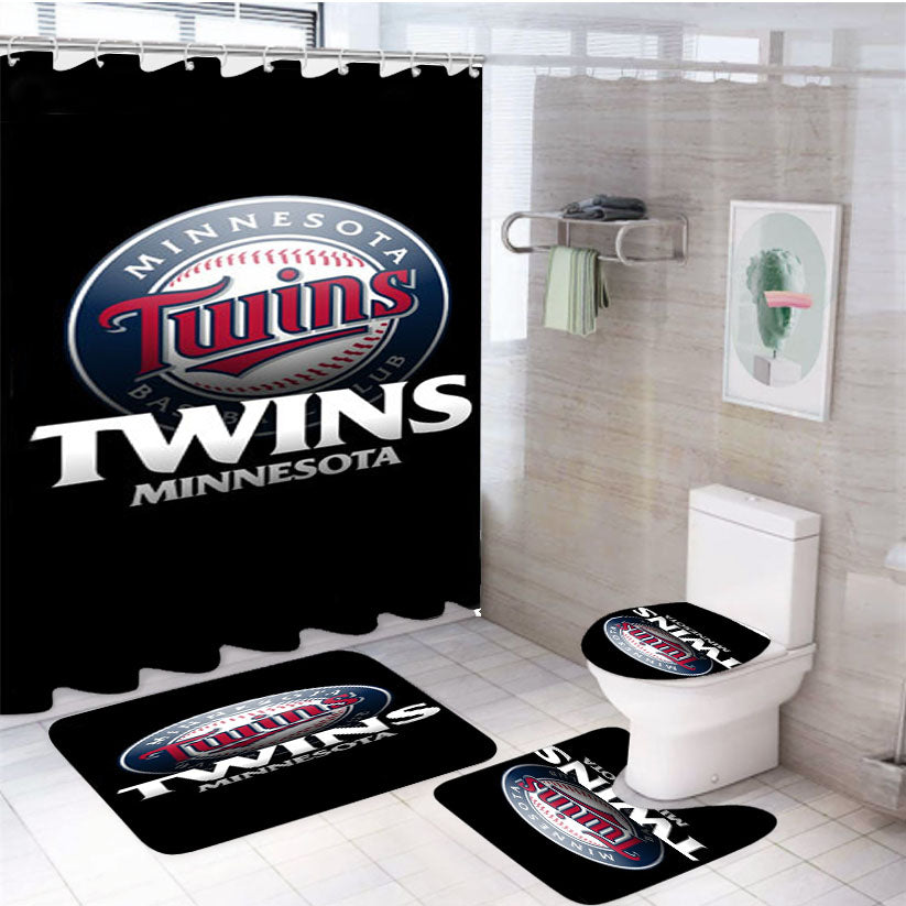 Minnesota Twins Baseball Logo 4Pcs Bathroom Set Shower Curtain
