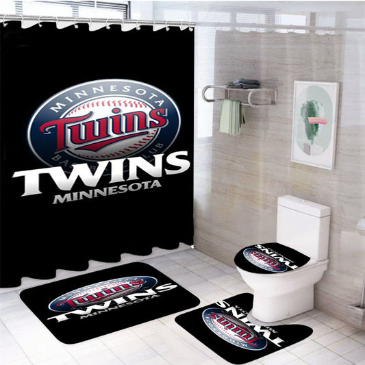 Minnesota Twins Baseball Logo 4Pcs Bathroom Set Shower Curtain