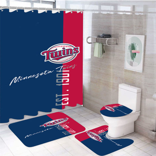 Minnesota Twins Est 1901 4Pcs Bathroom Set Shower Curtain