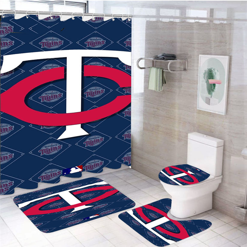 Minnesota Twins Mlb 4Pcs Bathroom Set Shower Curtain