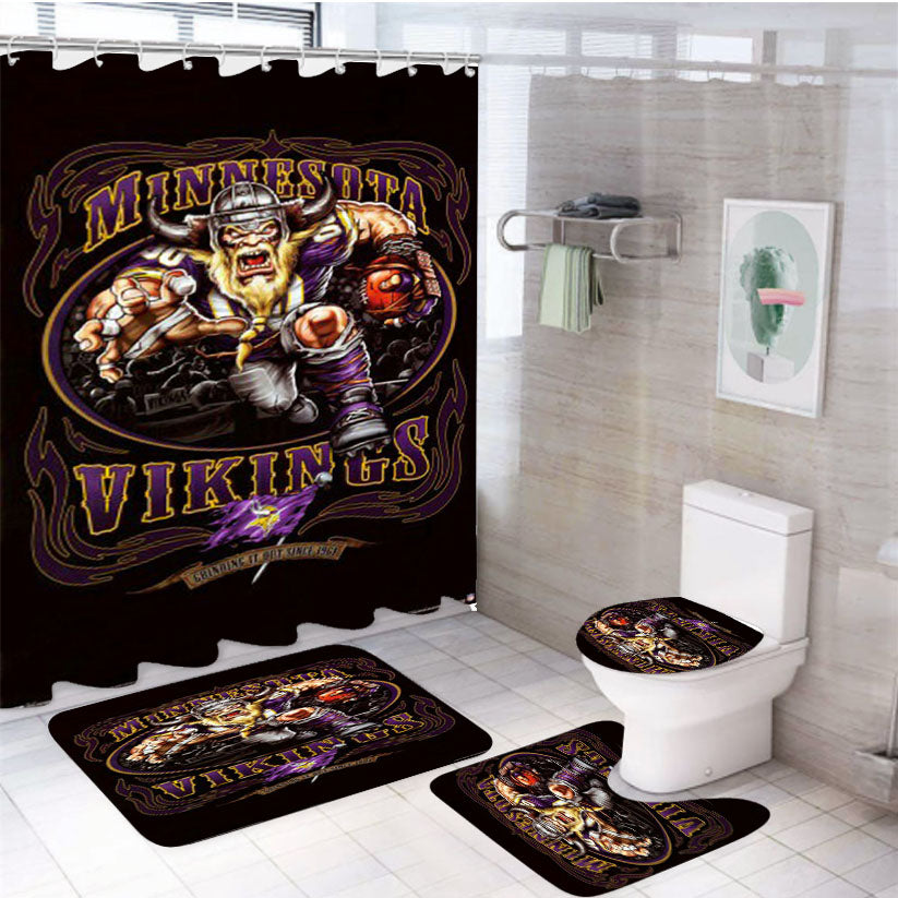 Minnesota Vikings Football 4Pcs Bathroom Set Shower Curtain