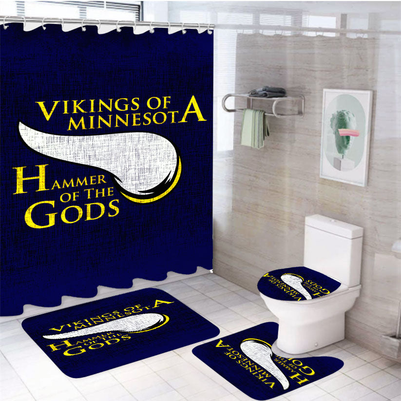 Minnesota Vikings Logo 4Pcs Bathroom Set Shower Curtain