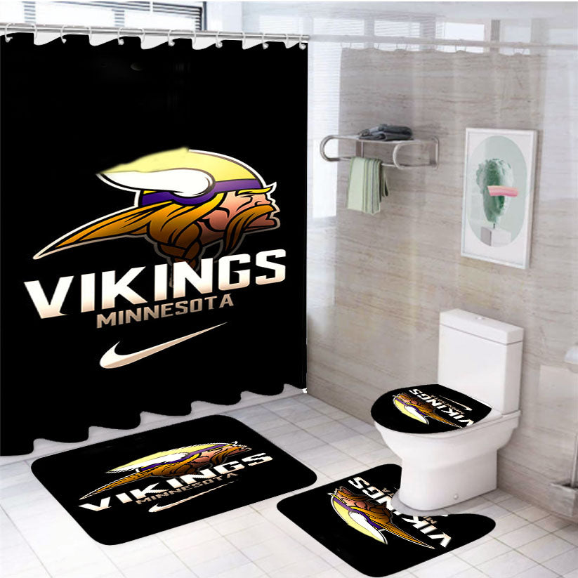 Minnesota Vikings Nfl Logo 989 4Pcs Bathroom Set Shower Curtain