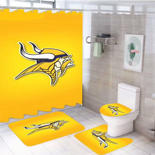 Minnesota Vikings Yellow Fade 4Pcs Bathroom Set Shower Curtain
