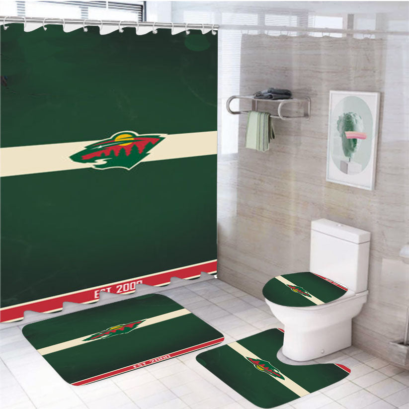 Minnesota Wild Est 2000 4Pcs Bathroom Set Shower Curtain