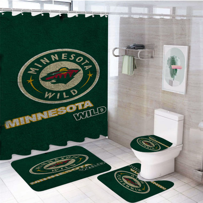 Minnesota Wild Green 4Pcs Bathroom Set Shower Curtain