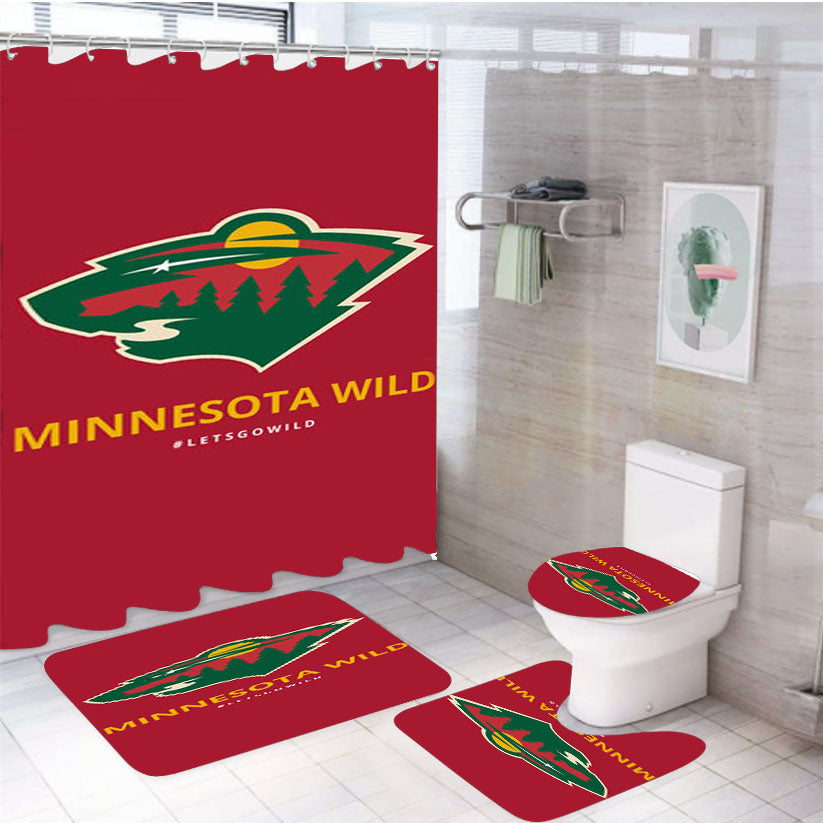 Minnesota Wild Nhl 4Pcs Bathroom Set Shower Curtain