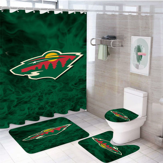 Minnesota Wild Smoke 4Pcs Bathroom Set Shower Curtain