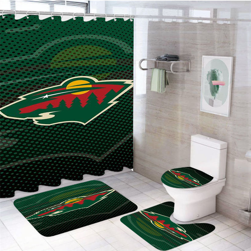 Minnesota Wild Symbol 4Pcs Bathroom Set Shower Curtain