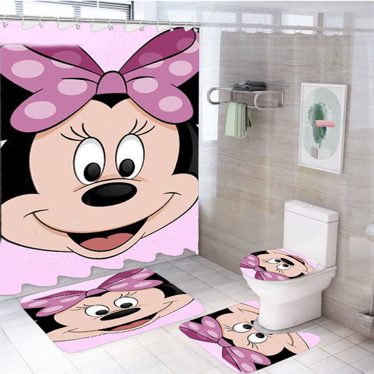 Minnie Mouse 4Pcs Bathroom Set Shower Curtain