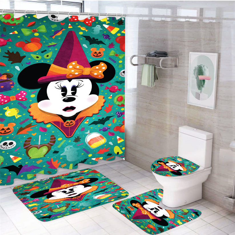 Minnie Mouse Halloween 4Pcs Bathroom Set Shower Curtain