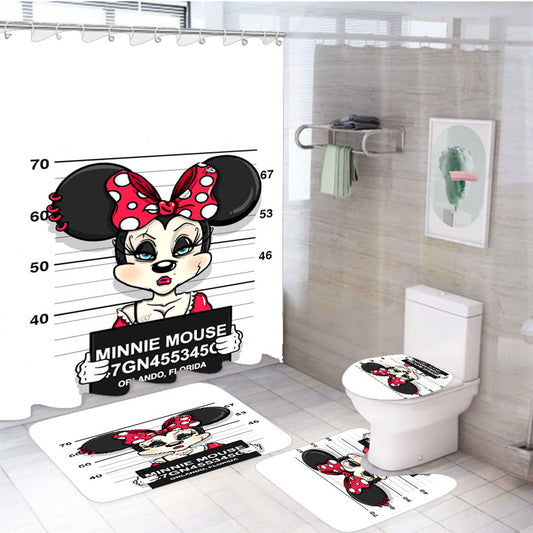 Minnie Mouse On Jail 4Pcs Bathroom Set Shower Curtain