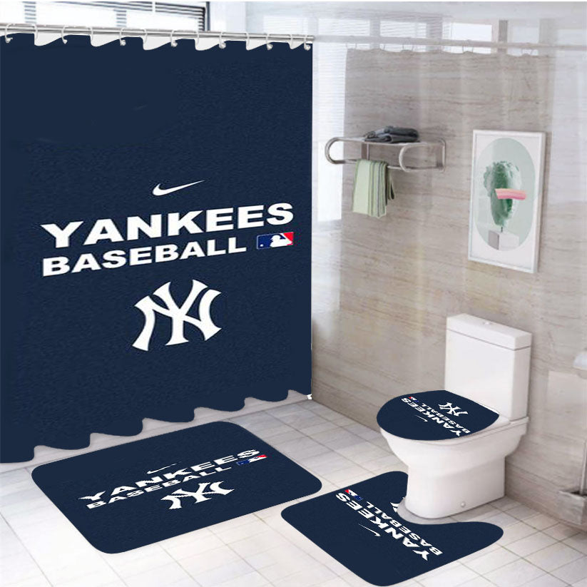 Mlb Yankees Navy Nike 4Pcs Bathroom Set Shower Curtain