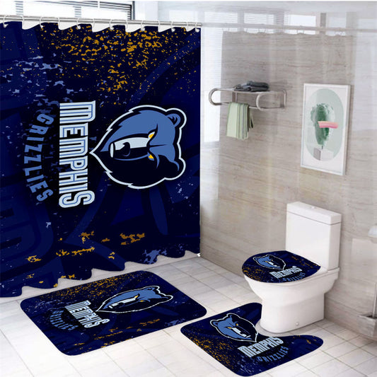 Mmemphis Grizzzlies 4Pcs Bathroom Set Shower Curtain