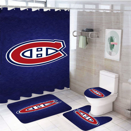 Montreal Canadiens Blue 4Pcs Bathroom Set Shower Curtain