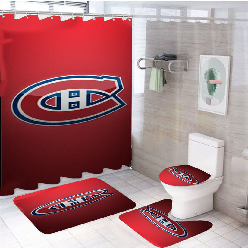 Montreal Canadiens Logo 4Pcs Bathroom Set Shower Curtain