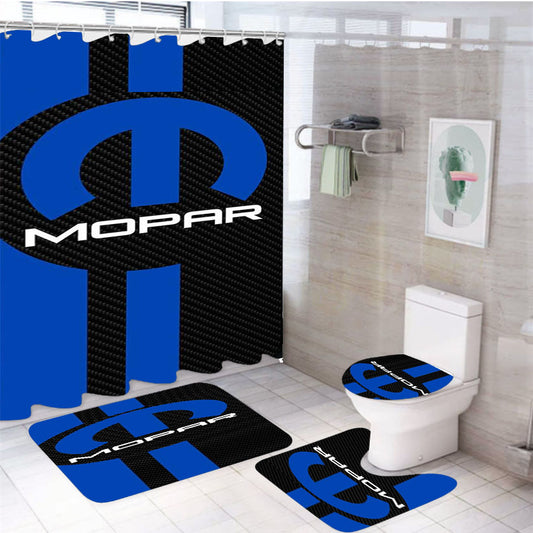 Mopar Carbon Logo 4Pcs Bathroom Set Shower Curtain
