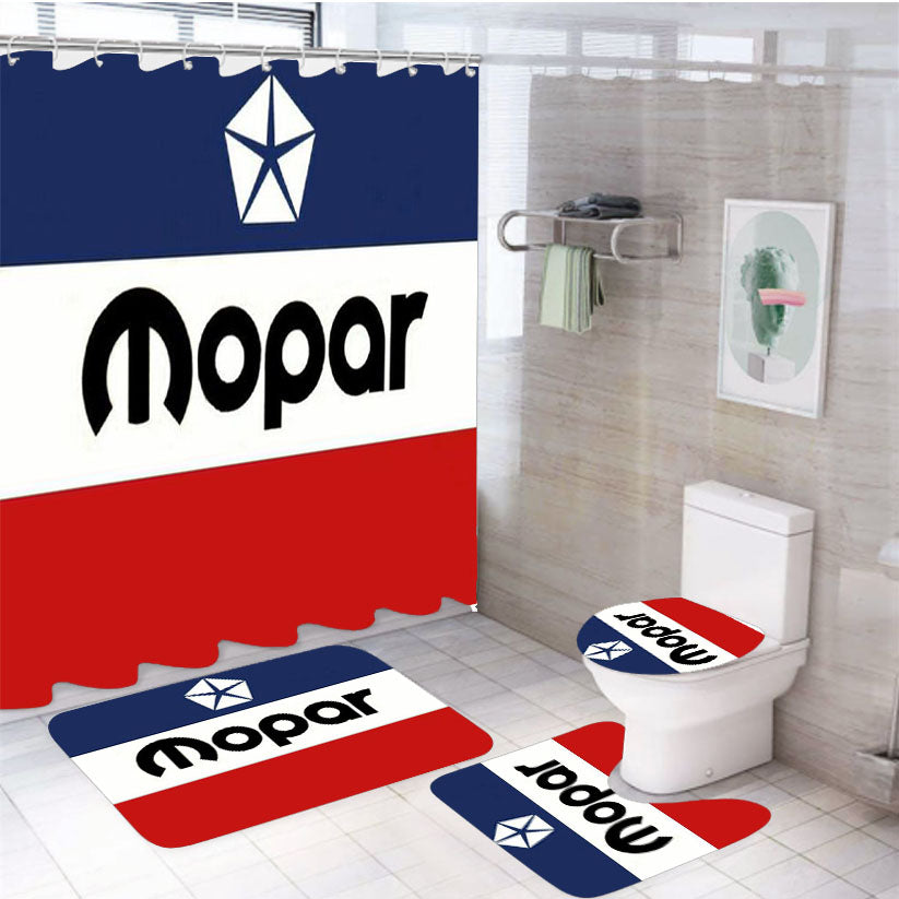 Mopar Flag Logo 4Pcs Bathroom Set Shower Curtain