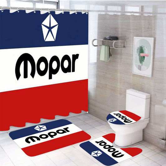 Mopar Flag Logo 4Pcs Bathroom Set Shower Curtain