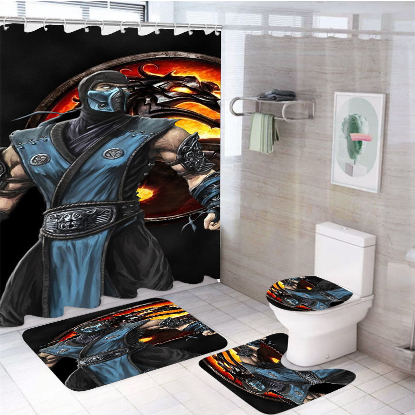 Mortal Kombat Sub Zero D 4Pcs Bathroom Set Shower Curtain