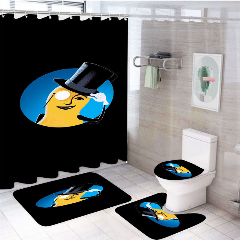 Mr Peanuts Cartoon On Black 4Pcs Bathroom Set Shower Curtain