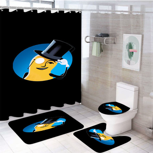 Mr Peanuts Cartoon On Black 4Pcs Bathroom Set Shower Curtain