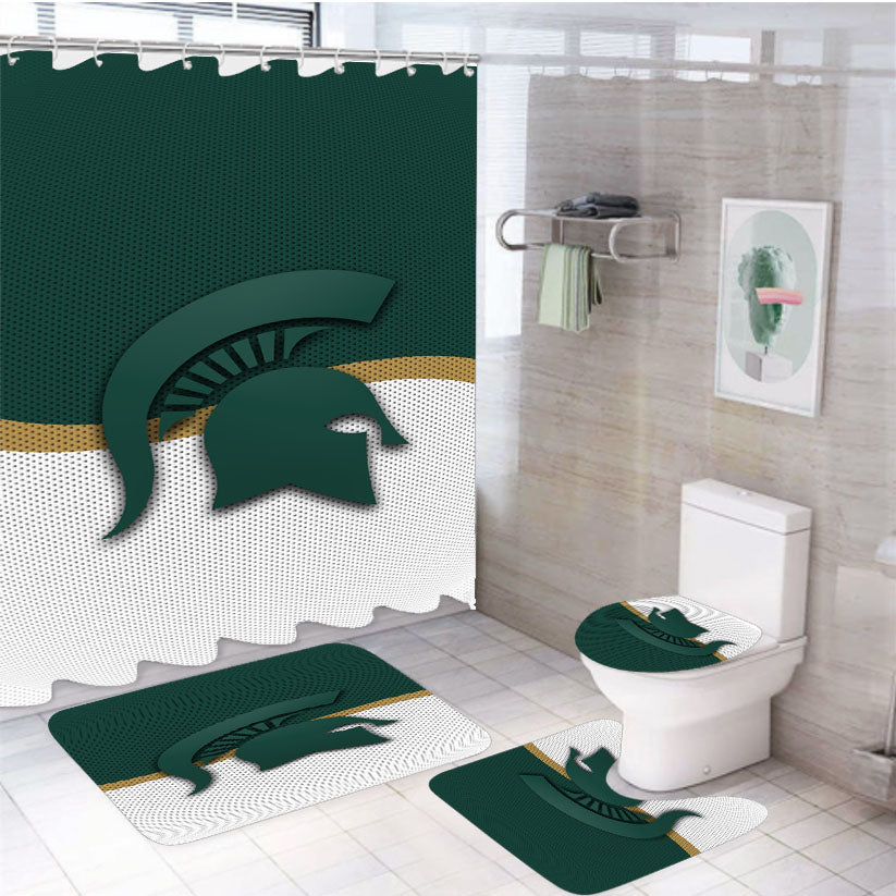 Msu Michigan State Spartans Logo 4Pcs Bathroom Set Shower Curtain