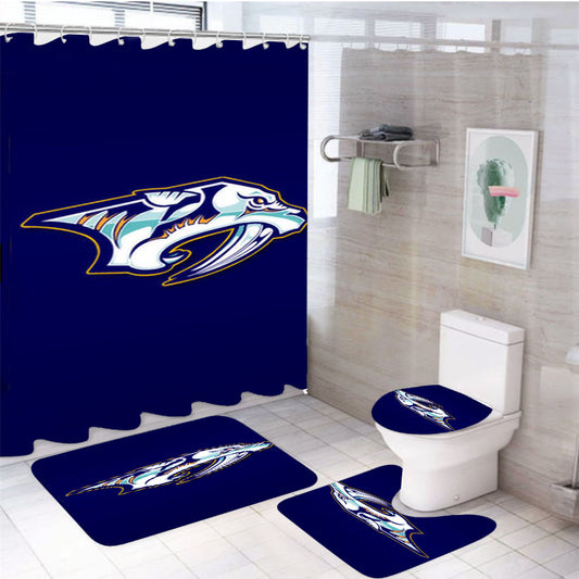 Nashville Predators Blue 4Pcs Bathroom Set Shower Curtain