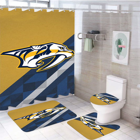 Nashville Predators Emblem 4Pcs Bathroom Set Shower Curtain