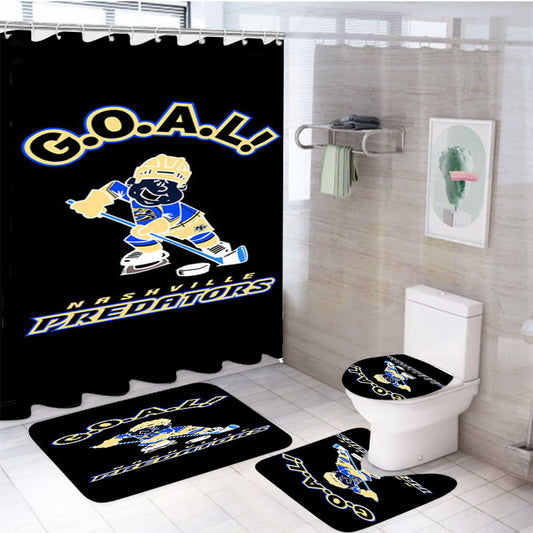 Nashville Predators Goal 4Pcs Bathroom Set Shower Curtain