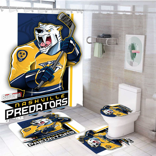 Nashville Predators Hockey 4Pcs Bathroom Set Shower Curtain