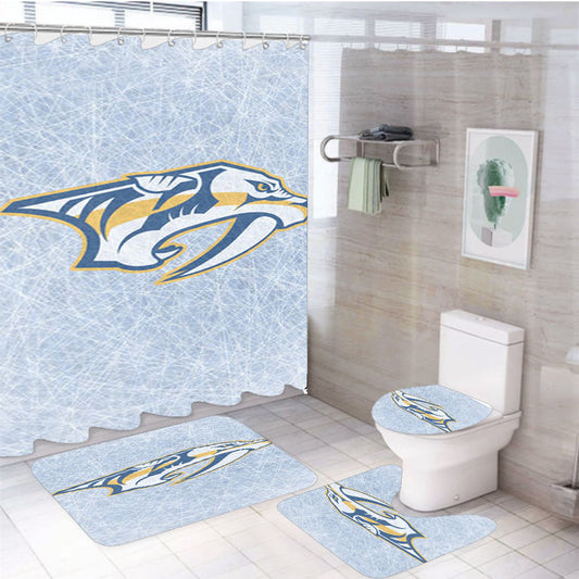 Nashville Predators Nhl Hockey 4Pcs Bathroom Set Shower Curtain