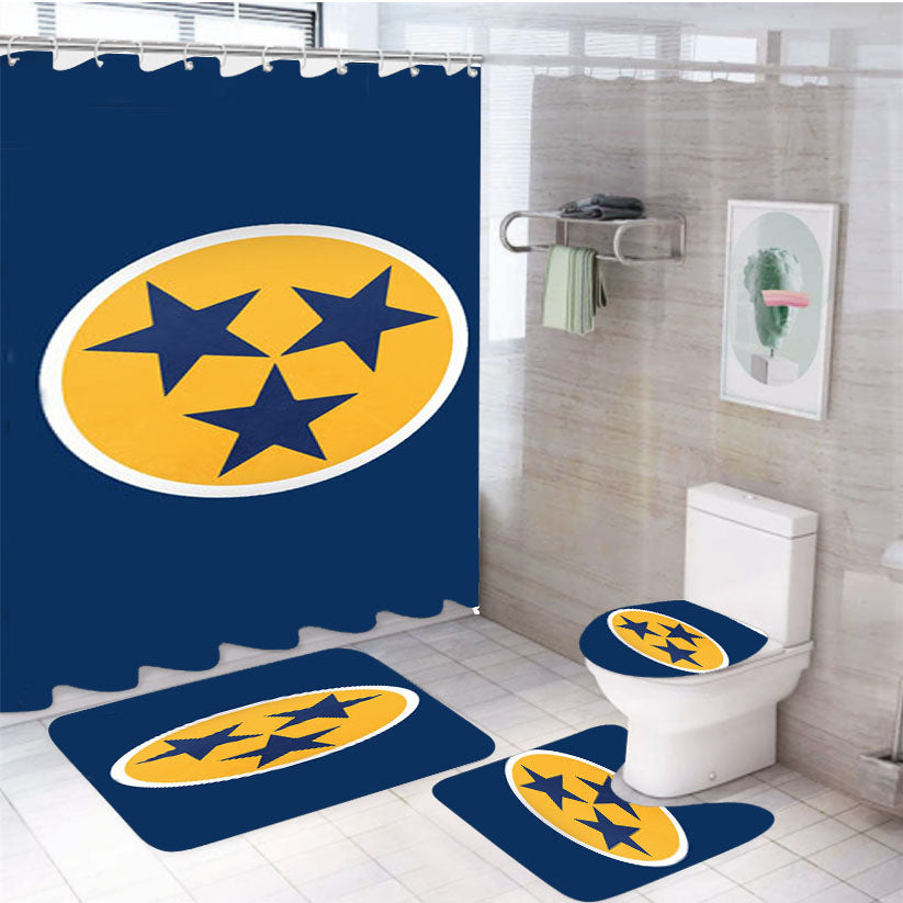 Nashville Predators Stars 4Pcs Bathroom Set Shower Curtain