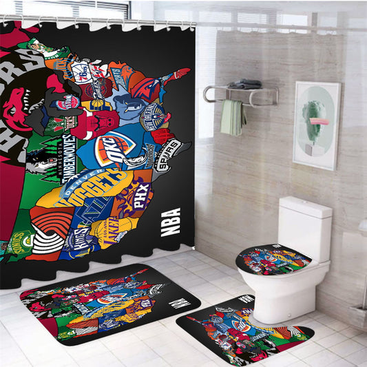Nba  4Pcs Bathroom Set Shower Curtain
