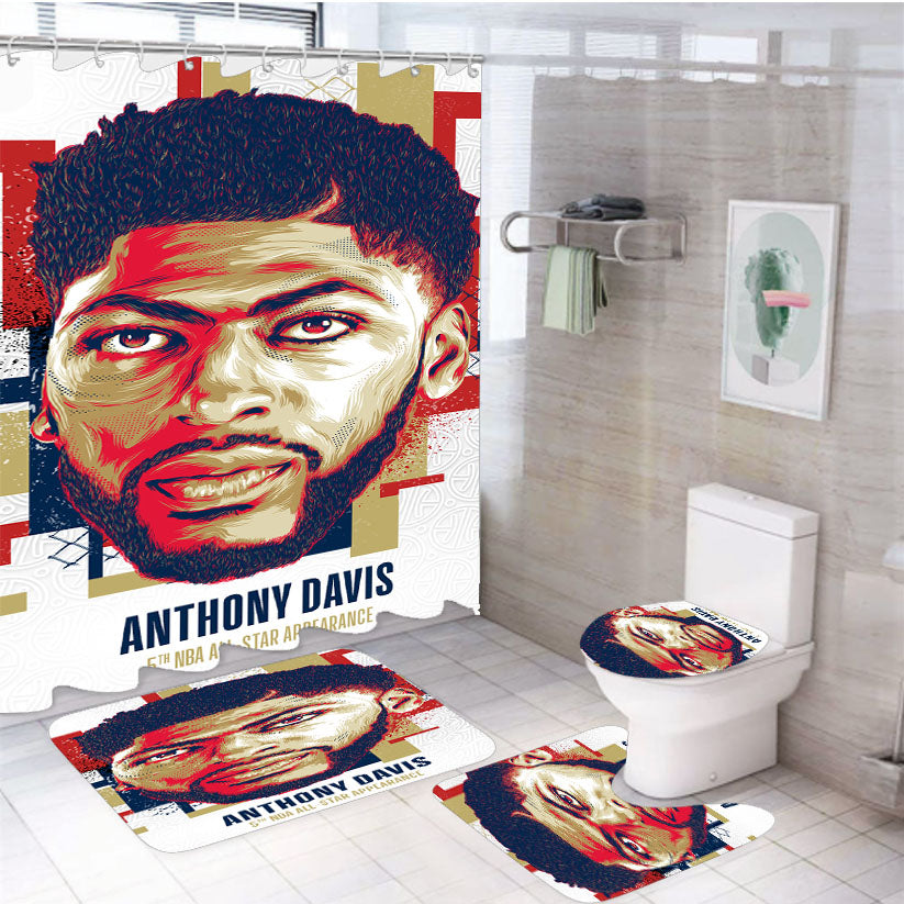 Nba All Star Anthony Davis 4Pcs Bathroom Set Shower Curtain