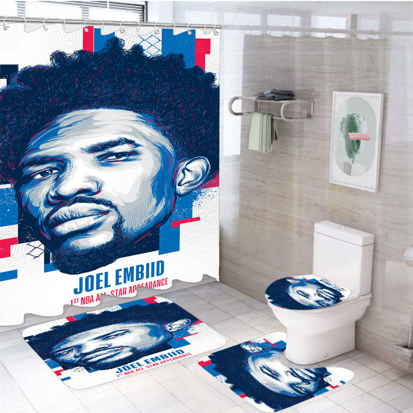 Nba All Star Joel Embiil 4Pcs Bathroom Set Shower Curtain