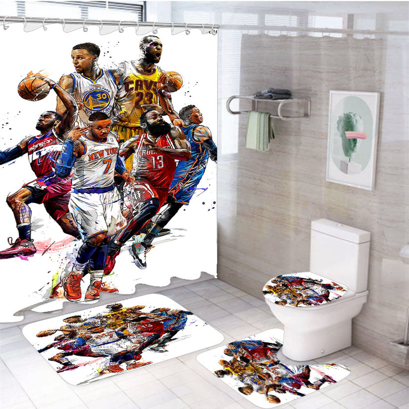 Nba Best Top Player 4Pcs Bathroom Set Shower Curtain