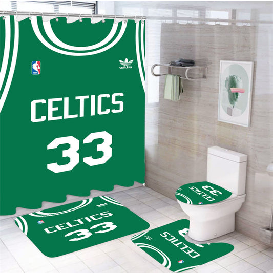 Nba Celtics 4Pcs Bathroom Set Shower Curtain